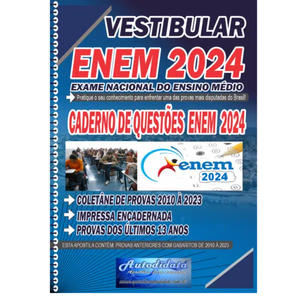 Apostila do ENEM 2024 NOVO Apostila Impressa ENEM 2024 com 13 ANOS de Provas + Gabaritos