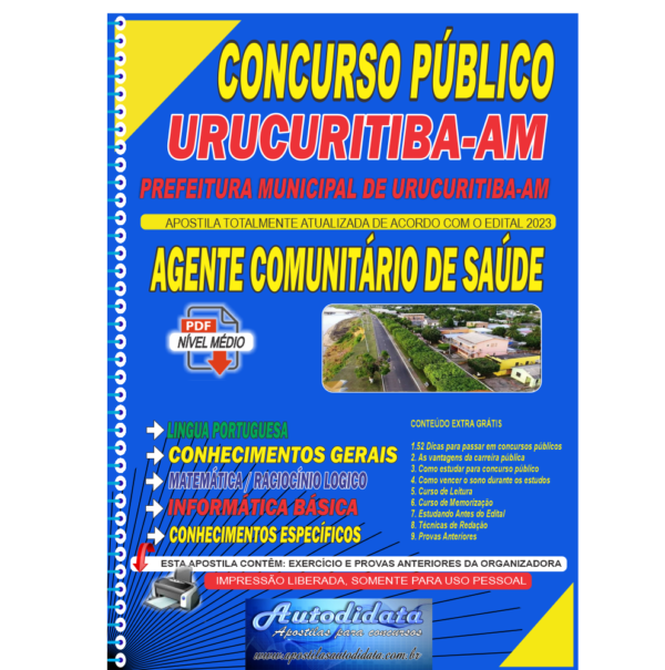 AGENTE COMUNITARIO DE SAUDE URUCURITUBA Apostila concurso de Urucurituba - AM 2024 - Agente Comunitário de Saúde