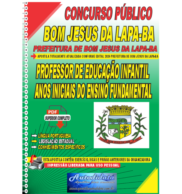 BOM JESUS DA LAPA EDUCACAO INFANTIL Apostila Concurso Prefeitura de Bom Jesus da Lapa - BA 2024 Professor de Educação Infantil