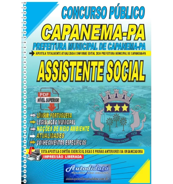 Apostila capanema assisnte social novo Apostila digital concurso da Prefeitura de Capanema-PA 2024 - Assistente Social