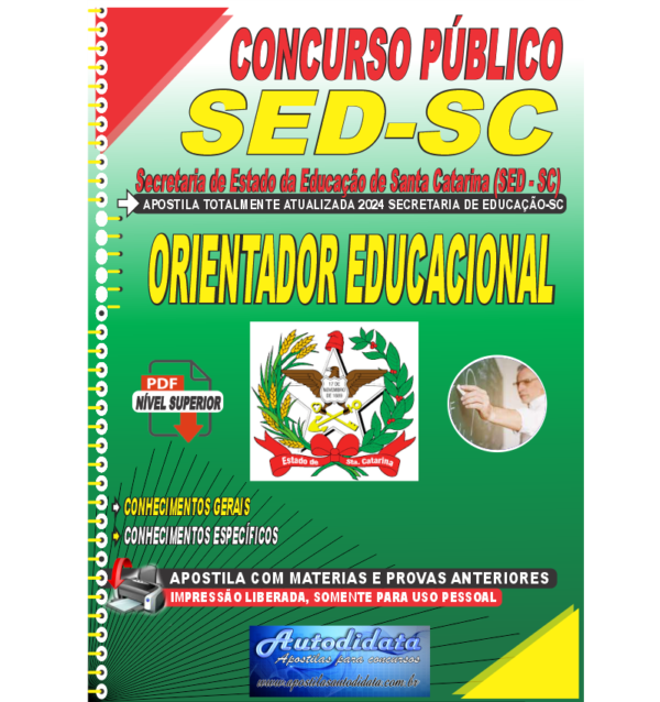 ORIENTADOR EDUCACIONAL SANTA CATARINA Apostila concurso da SED-SC 2024 - Orientador Educacional - Especialista Em Assuntos Educacionais