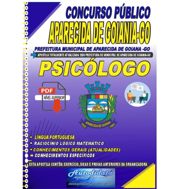 Prefeitura de Aparecida de Goiania psicologo novo Apostila digital concurso da Prefeitura de Aparecida de Goiânia - GO 2024 - Psicólogo