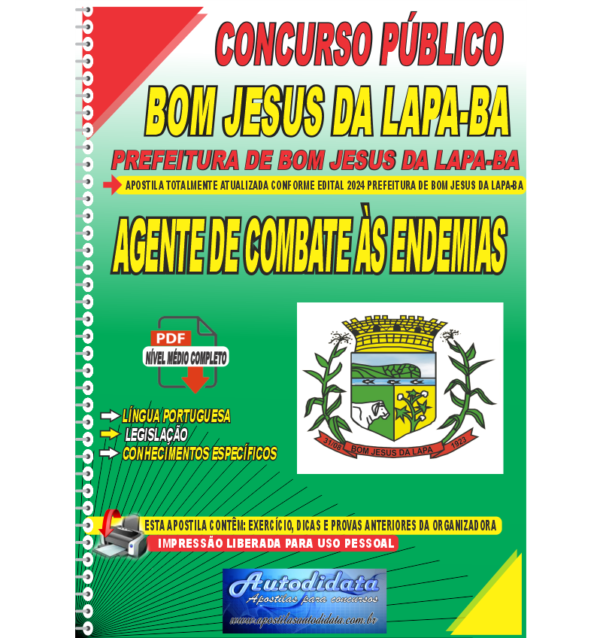 Prefeitura de Bom Jesus da Lapa BA Apostila Digital Concurso Prefeitura de Bom Jesus da Lapa - BA 2024 Agente Combate às Endemias