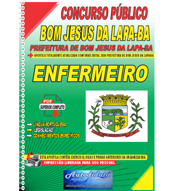 Prefeitura de Bom Jesus da Lapa BA ENFERMEIRO Apostila Digital Concurso Prefeitura de Bom Jesus da Lapa - BA 2024 Enfermeiro