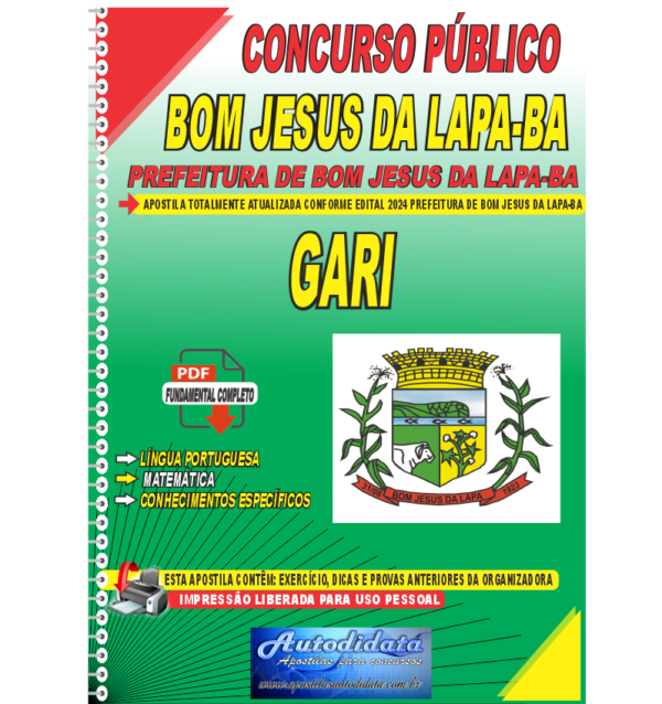 Prefeitura de Bom Jesus da Lapa BA GARI Apostila Digital Concurso Prefeitura de Bom Jesus da Lapa - BA 2024 Gari