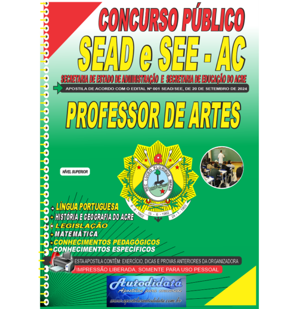 PROFESSOR ARTES novo 1 Apostila impressa concurso da SEDUC-ACRE 2024 – Professor de Artes