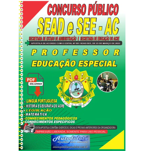 PROFESSOR EDUCACAO ESPECIAL NOVO Apostila digital concurso da SEDUC-ACRE 2024 – Professor Educação Especial