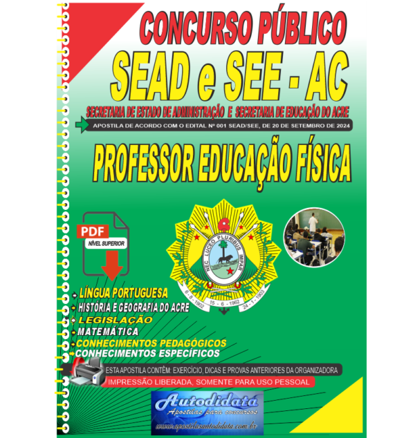 PROFESSOR EDUCACAO FISICA novo Apostila digital concurso da SEDUC-ACRE 2024 – Professor de Educação Física