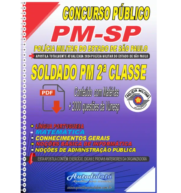 PM SP 2024 SOLDADO NOVO 10 Apostila digital concurso da PM-SP 2024 Polícia Militar de São Paulo - Soldado